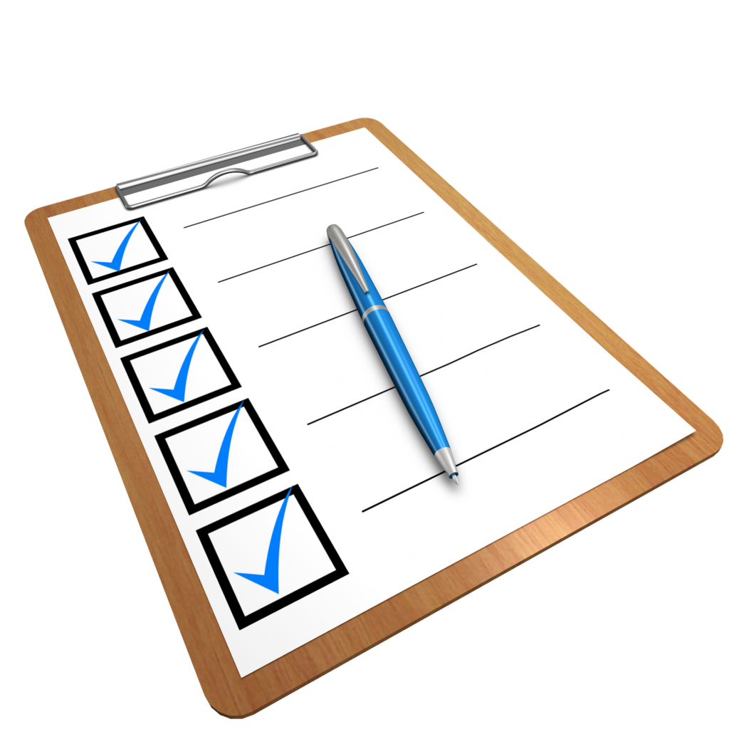 Zeichnung Klemmbrett mit Liste und Stift